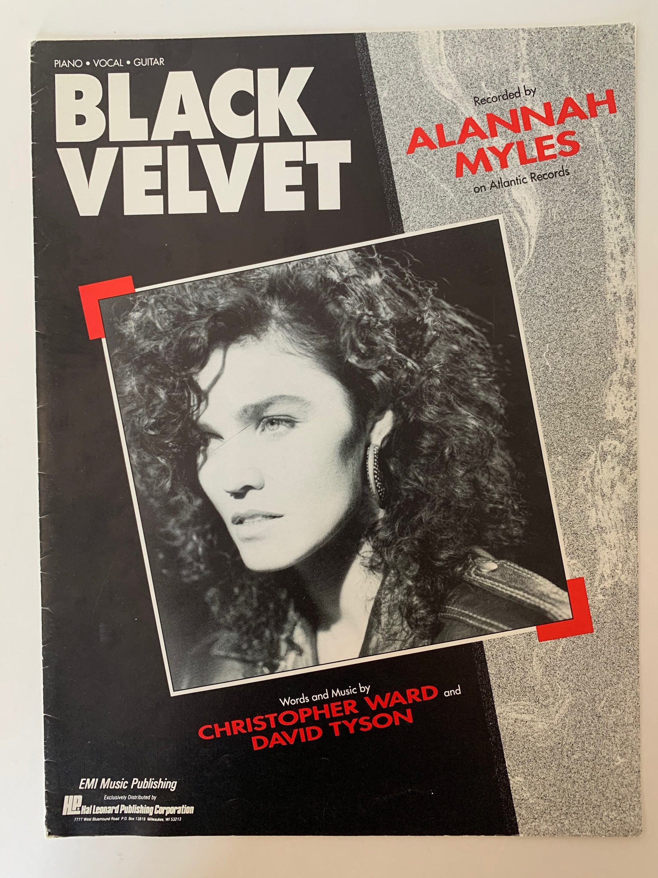 Alannah Myles Black Velvet Piano Vocal Guitar Sheet Music 1989