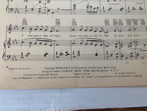 1934 two music sheets from Bing Crosby movie ‘Here is my Heart’ 1934 two music sheets from Bing Crosby movie ‘Here is my Heart’