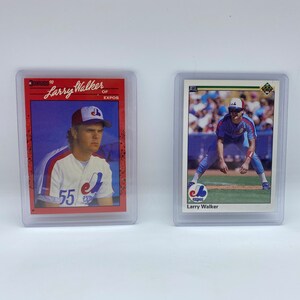 Tarjetas de novato de Larry Walker, tarjeta DonRuss de Larry Walker Expos de 1990, Upper Deck de Larry Walker Expos de 1990, tarjetas de novato de Larry Walker Expos