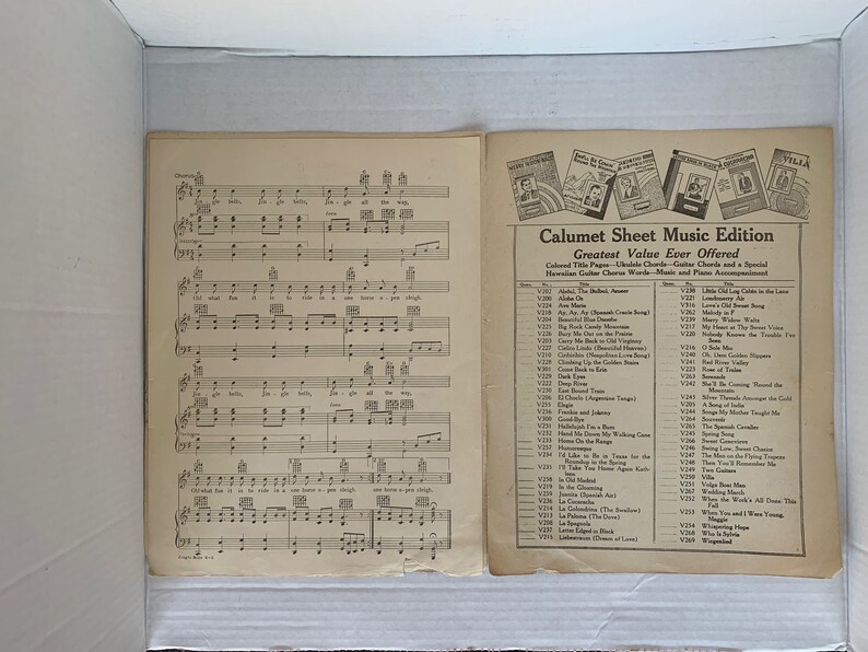 Vintage Jingle Bells Sheet Music for Guitar, Ukelele, Hawaiian Guitar
