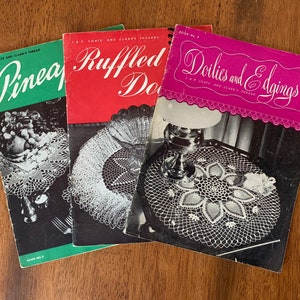 J&P Coats and Clark&#39;s, Pineapples on Parade, Ruffled Doilies, Doilies and Edgings, 1948 Book, 1949 Book, Crochet Doilies, Vintage Doilies