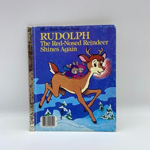 Vintage Rudolph The Red Nosed Reindeer Shines Again a Little Golden Book 1982, Vintage Rudolph Book, Vintage Golden Book, 1982 Rudolph Book