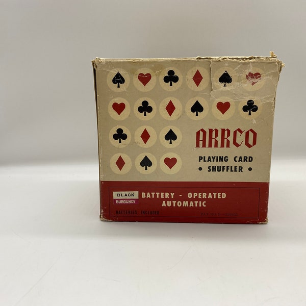 Vintage Arrco Playing Card Shuffle Battery Operated Automatic, Black and Burgandy Automatic Arrco Playing Card Shuffler, Arrco Card Shuffler