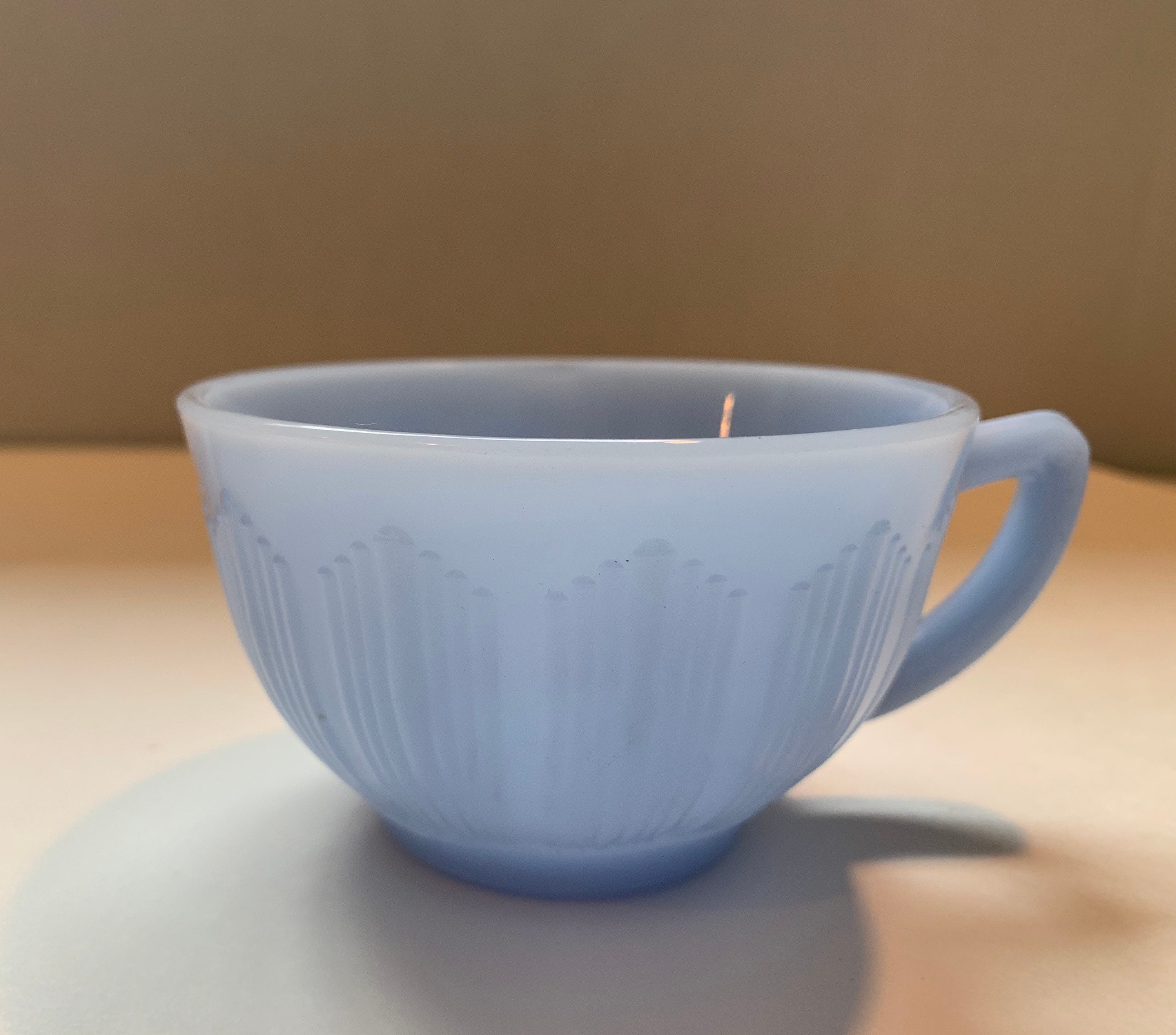 Vintage Set of 6 Delphite Blue Pyrex Tea Cups, Six Rare