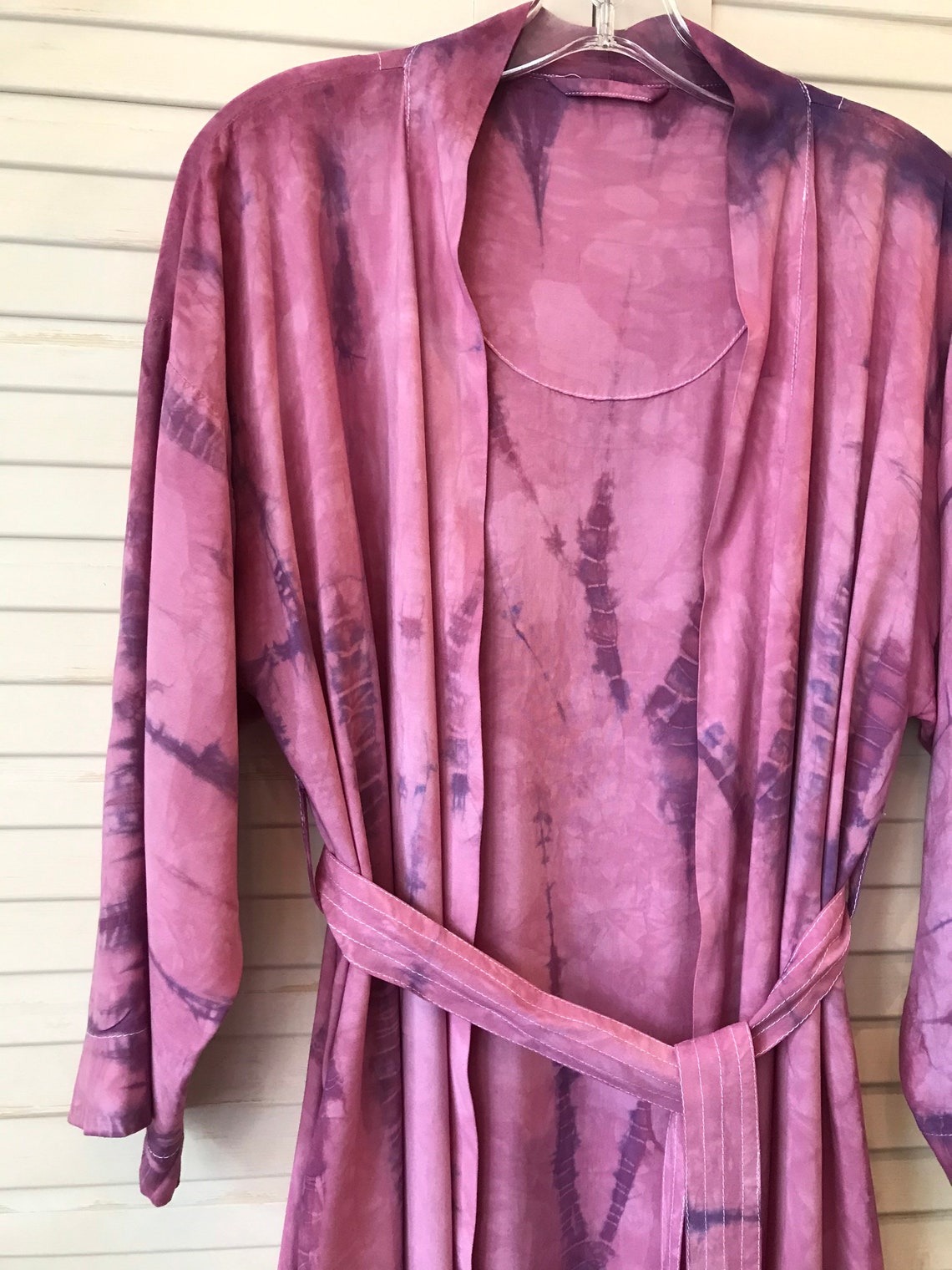 Shibori Tie Dye Robe Midi Inset SideSeam Pockets Hand Dyed Etsy