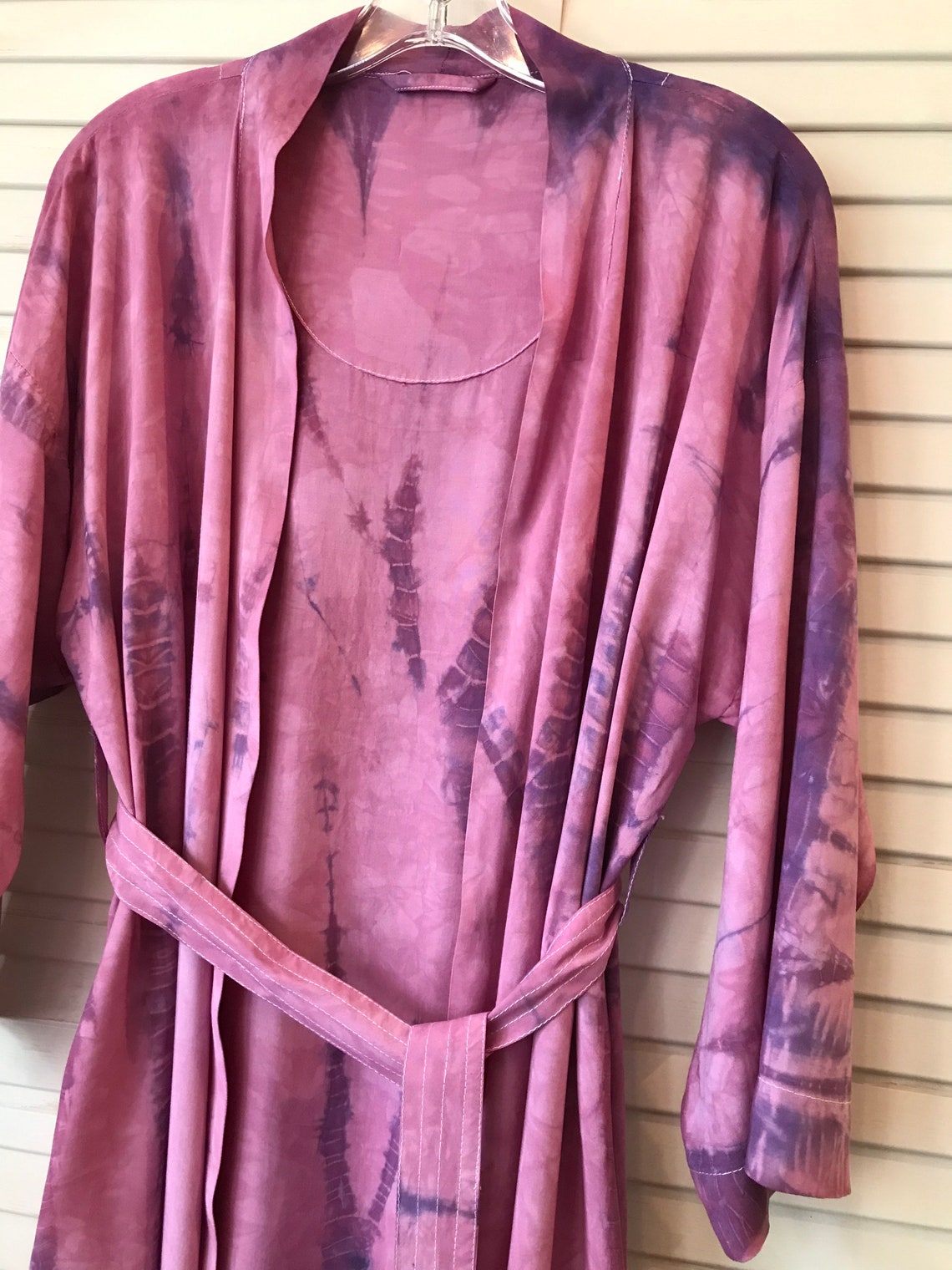 Shibori Tie Dye Robe Midi Inset SideSeam Pockets Hand Dyed Etsy
