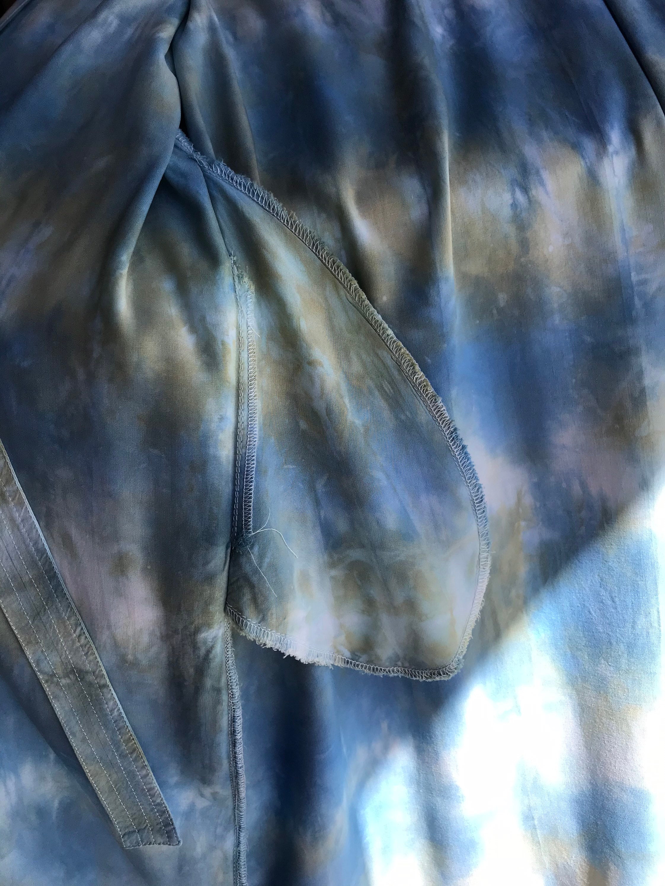 Hand Dyed Rayon Robe Midi Inset SideSeam Pockets Shibori Etsy