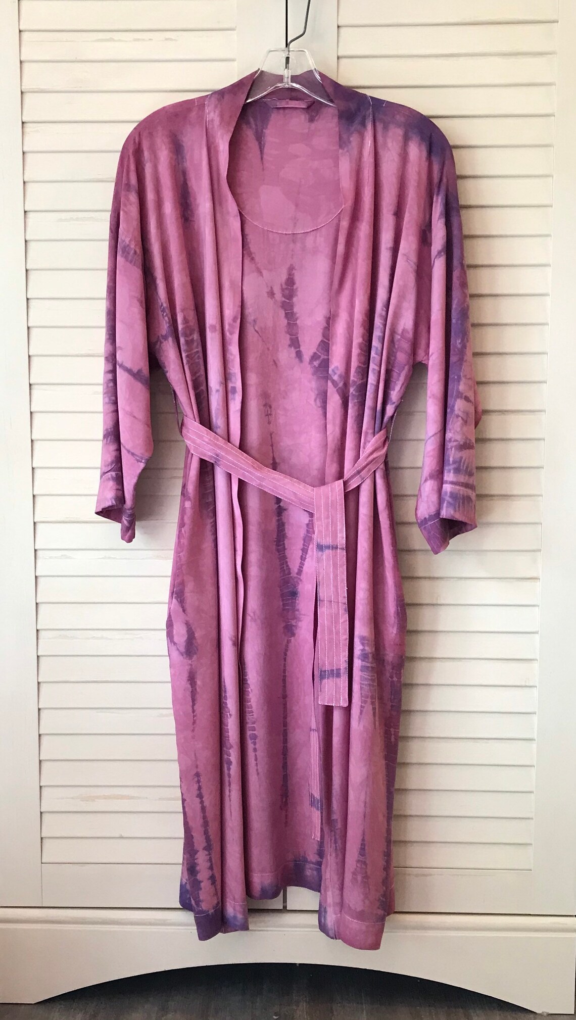 Shibori Tie Dye Robe Midi Inset SideSeam Pockets Hand Dyed Etsy