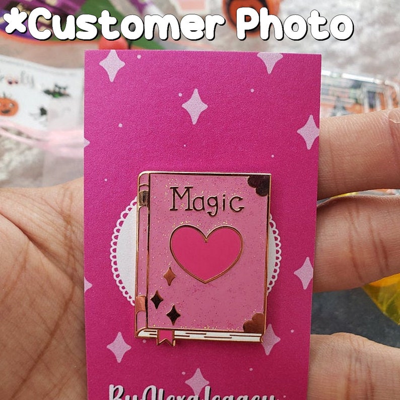 Kawaii Glitter Magic Book Enamel Pin - Etsy