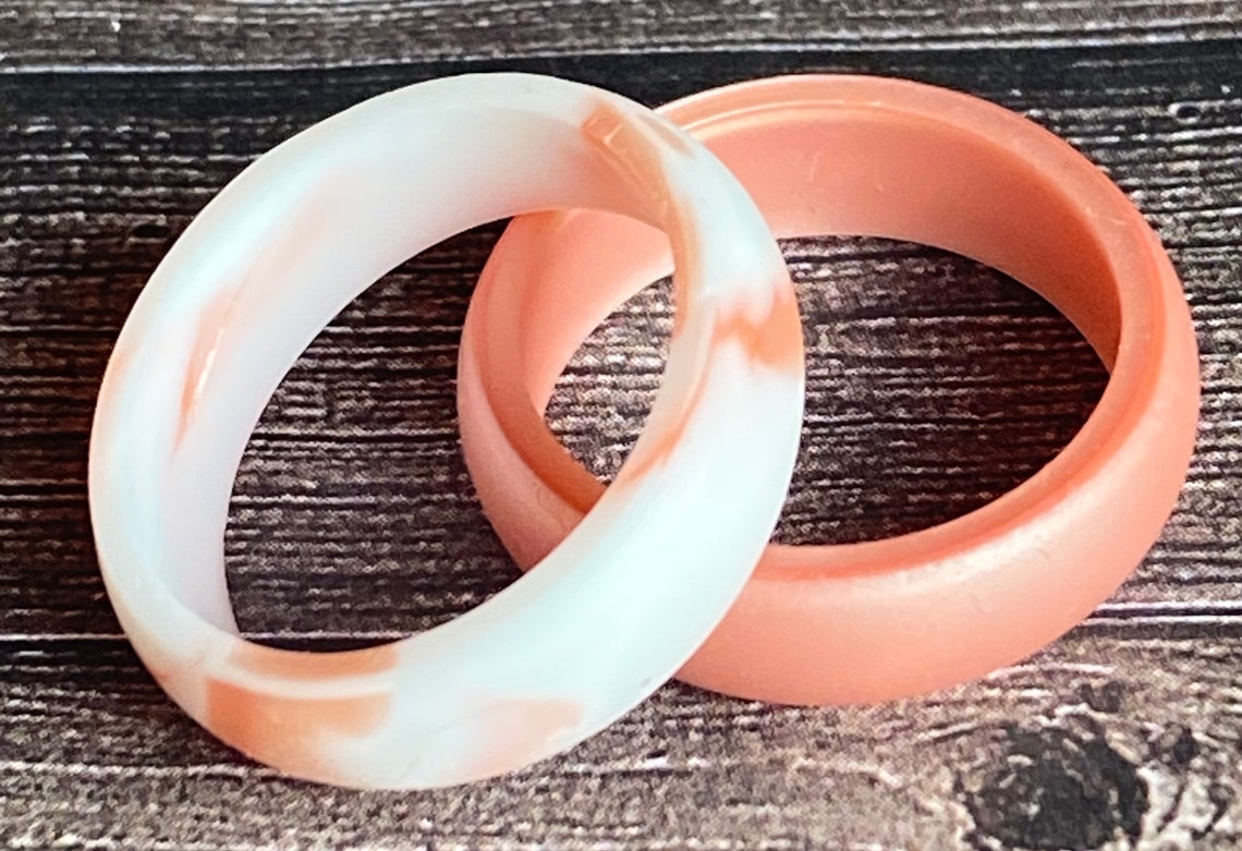 SET of 2 Marble/solid Silicone Rings Stackable Water Proof Etsy