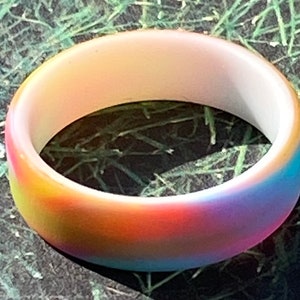 Reversible Tie Dye Rainbow Silicone Ring, stackable, water proof, wedding, eco friendly, non-toxic, medical grade, trendy, white, tie dye