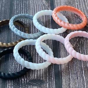 Braided Stackable Silicone Rings, stackable, water proof, eco friendly, non-toxic, medical grade, and a lot more while being trendy
