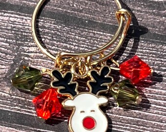 Rudolph Dangle Charm Ring, This festive ring features delicate seasonal charms that sway with every move, perfect accessory for Holidays