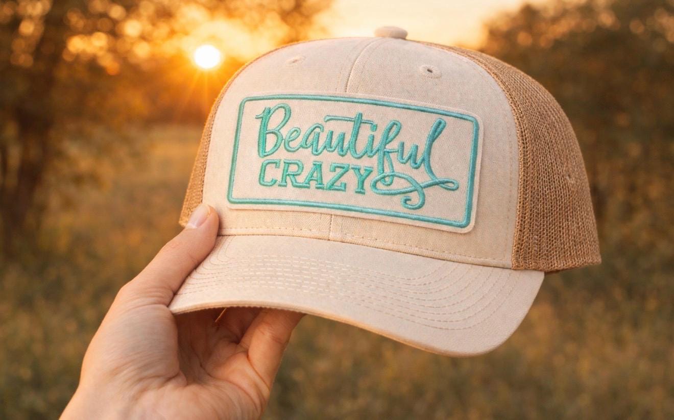 Beautiful Crazy Women\'s Patchwork Trucker Hat - Cream & Pink Beautiful Crazy Hat - Etsy main image 3