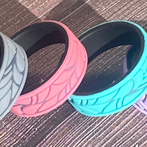 Pattered Silicone Rings Stackable Water Proof Wedding Eco Etsy
