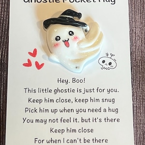 Ghost Pocket Hug - Niedlicher Geist Zur Emotionalen Unterstützung Mit Grußkarte