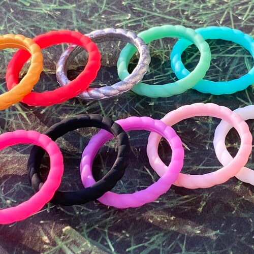 Braided Silicone Rings Stackable Water Proof Eco Friendly Etsy