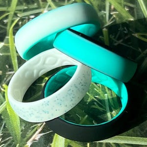 2 Tone Silicone Rings, Wedding Bands, Stackable, water proof, wedding, eco friendly, non-toxic, medical grade