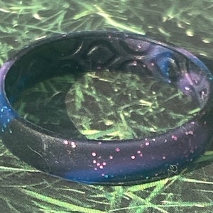 Tie Dye Dreamy Glitter Silicone Ring, stackable, water proof, wedding, eco friendly, non-toxic, medical grade