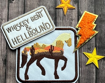Country Western Iron On Patches, Trucker Hat Patches, Clothing, bags, Embroidery Patches, Fun, Cute