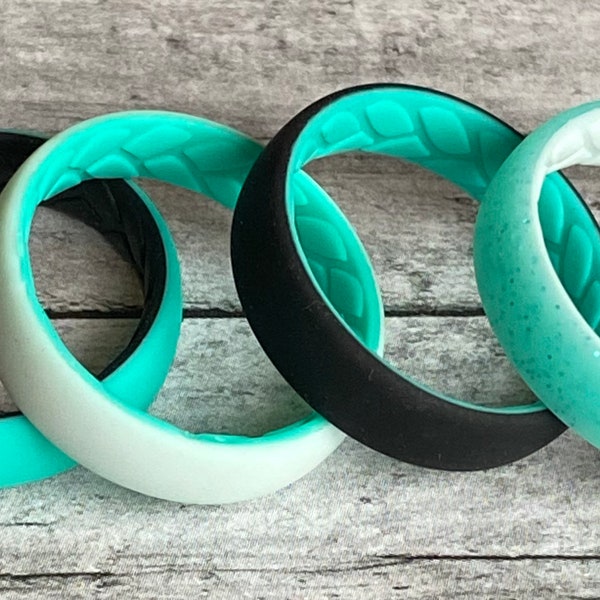 Two-Toned Silicone Ring, stackable, water proof, wedding, eco friendly, non-toxic, medical grade, and a lot more while being trendy