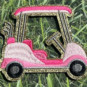 Pink Golf Cart Iron On Patch, Trucker Hat Patches, Clothing, bags, Iron On, Embroidery Patches, Fun, Cute