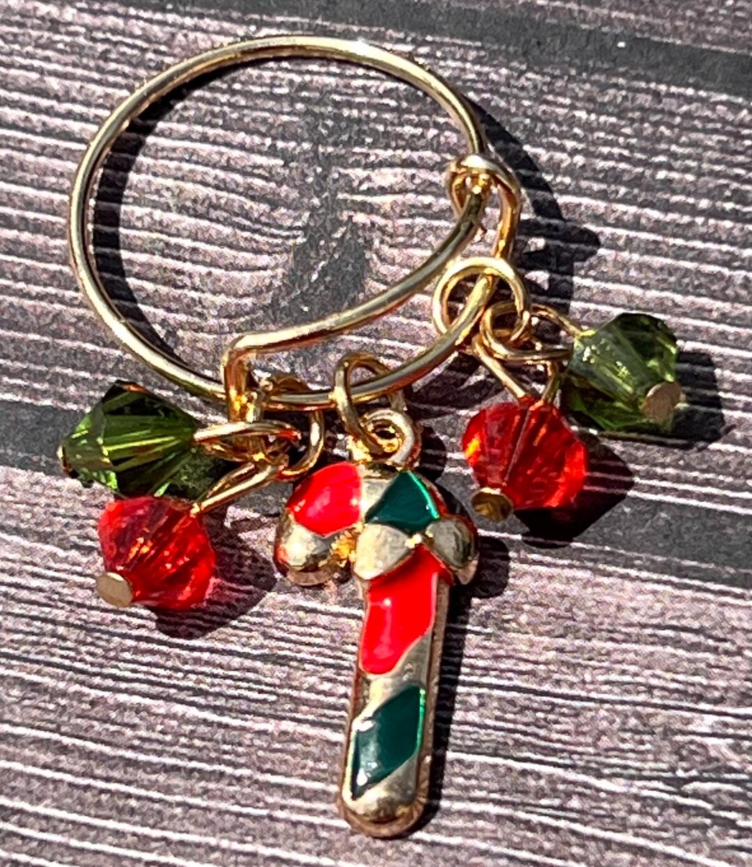 Candy Cane Dangle Charm Ring, This Festive Ring Features Delicate ...