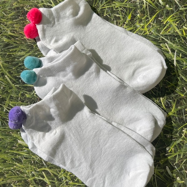 Super Cute Pom Pom Socks, such fun and vintage inspired, great gifts, casual, sports, cheer, dance, a lot more while being trendy