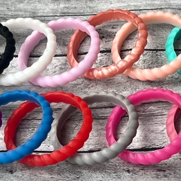 Braided Silicone Rings, stackable, water proof, eco friendly, non-toxic, medical grade, and a lot more while being trendy