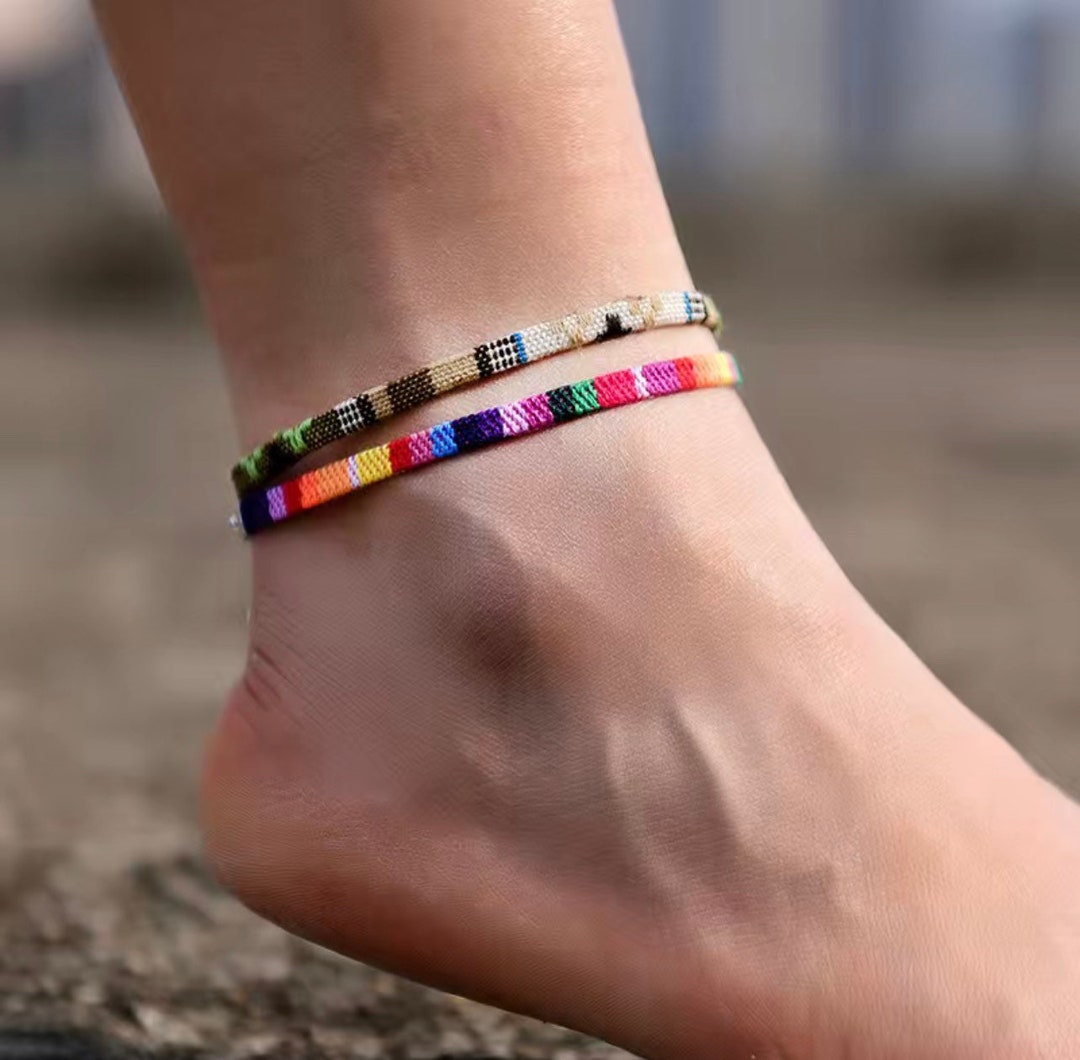2 Bohemian Handmade Rope Bracelets Anklets Beach Etsy