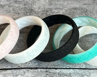 Beautiful Glitter Silicone Rings, stackable, water proof, wedding, eco friendly, non-toxic, medical grade, and a lot more while being trendy