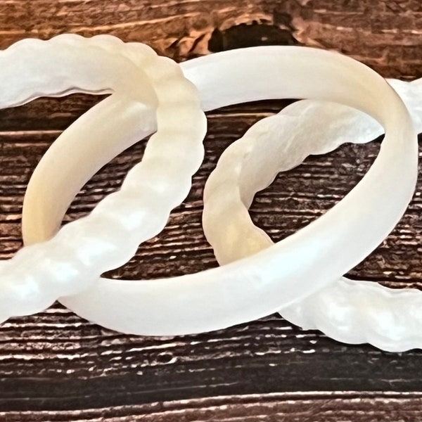 Braided Pearl White  Silicone Rings, stackable, water proof, eco friendly, non-toxic, medical grade, and a lot more while being trendy
