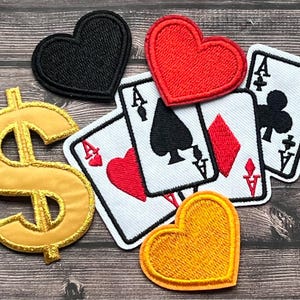Playing Cards Theme Iron On Patches, Trucker Hat Patches, Clothing, bags, Iron On, Embroidery Patches, Fun, Cute