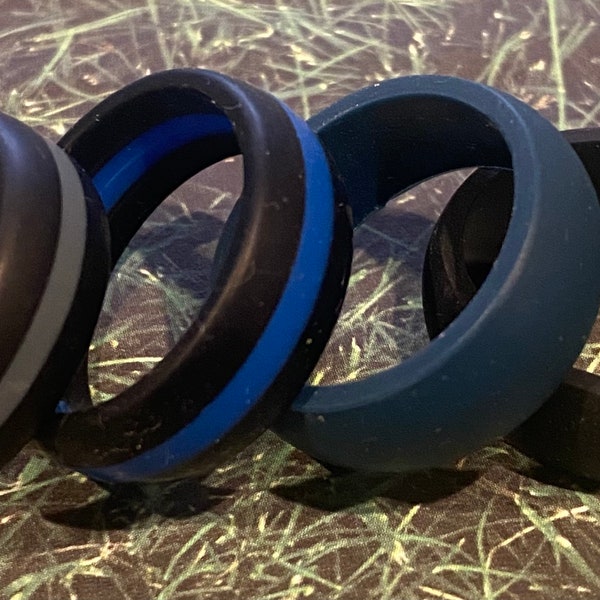 Thin Blue Line, Law Enforcement, Support, Blue Awareness, Silicone Rings, stackable, water proof, wedding, eco friendly, non-toxic