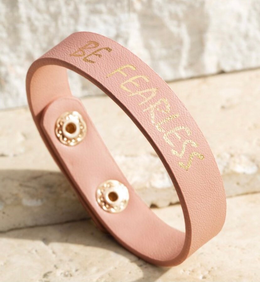 Fearless leather shop bracelet