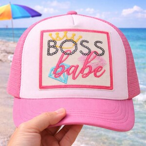 Boss Babe Iron on Patch, Crowned Confidence with a Touch of Sparkle, Step into your power with this Boss Babe trucker hat patch