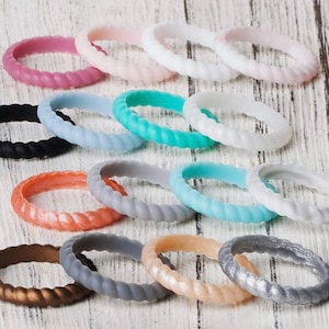 Braided Silicone Rings, stackable, water proof, eco friendly, non-toxic, medical grade, and a lot more while being trendy