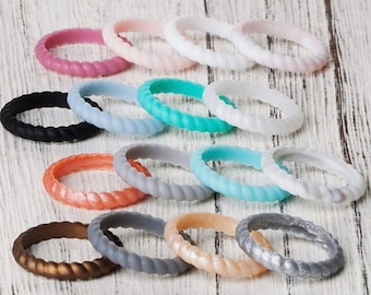 Braided Silicone Rings, stackable, water proof, eco friendly, non-toxic, medical grade, and a lot more while being trendy