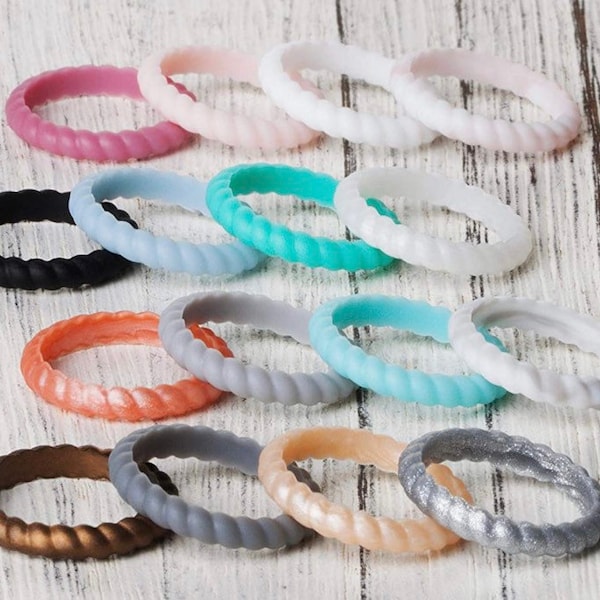 Braided Silicone Rings, stackable, water proof, eco friendly, non-toxic, medical grade, and a lot more while being trendy