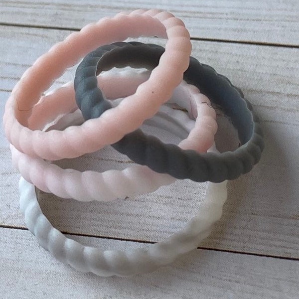 Braided Stackable Silicone Rings, stackable, water proof, eco friendly, non-toxic, medical grade, and a lot more while being trendy