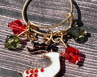 Deer Dangle Charm Ring, This festive ring features delicate seasonal charms that sway with every move, perfect accessory for Holidays