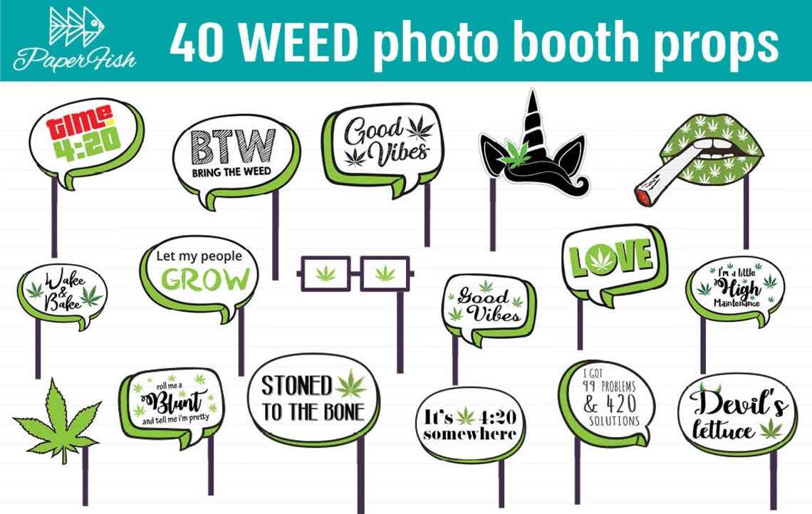 40 Weed Cannabis Sign Photo Props Marijuana Cannabis 420 - Etsy