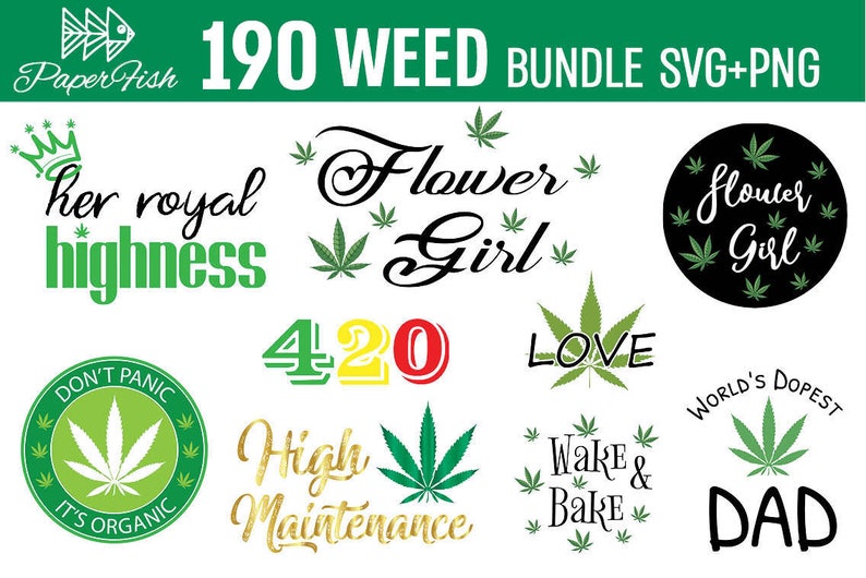 Download Weed Cannabis bundle SVG PNG clipart 190 files Marijuana ...