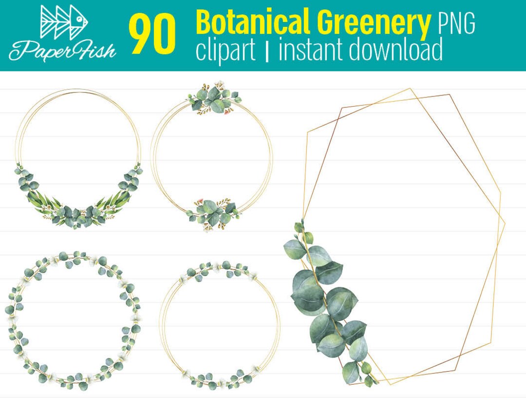 90 Greenery Gold Frame Eucalyptus Botanical Greenery Wreath - Etsy