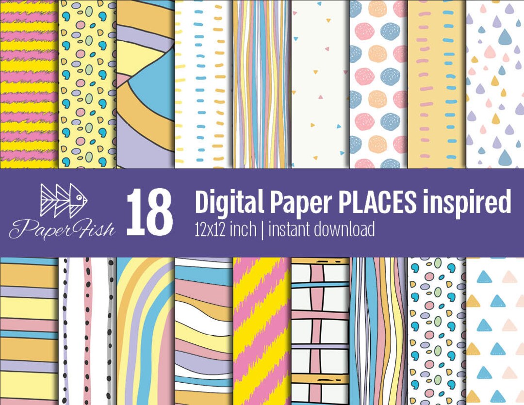 18 Places Inspired Digital Paper Pastel Colors Graduation School
