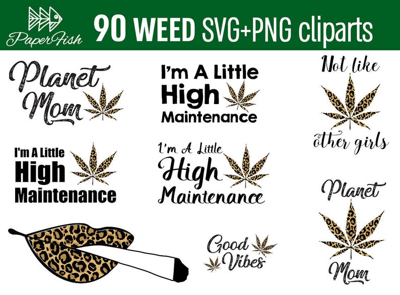 Download Weed Cannabis bundle SVG PNG clipart 90 files Marijuana ...