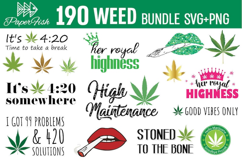 Download Weed Cannabis bundle SVG PNG clipart 190 files Marijuana SVG | Etsy
