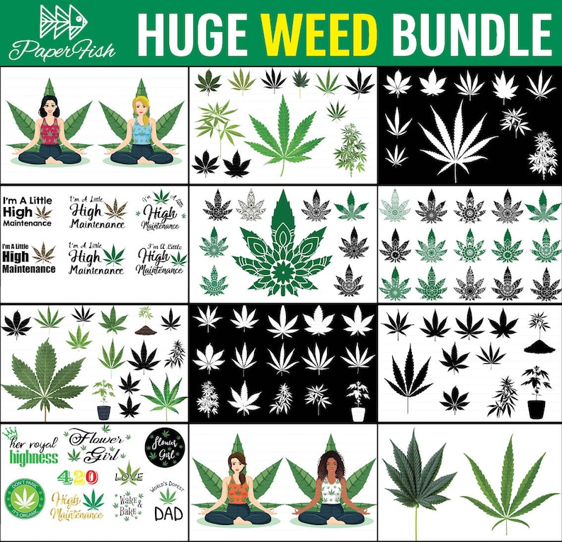 Download HUGE BUNDLE Weed Cannabis cliparts SVG png clipart more ...