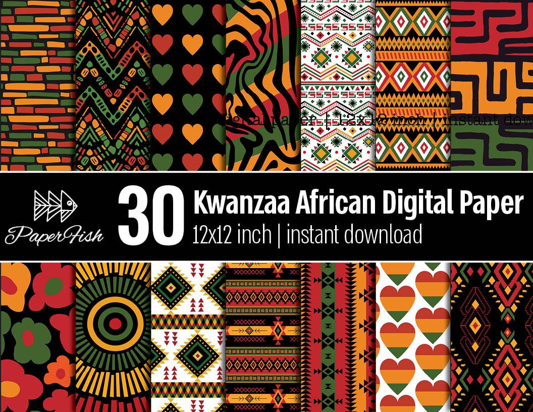 Kwanzaa Huge Bundle African Digital Paper Papers Scrapbook Etsy