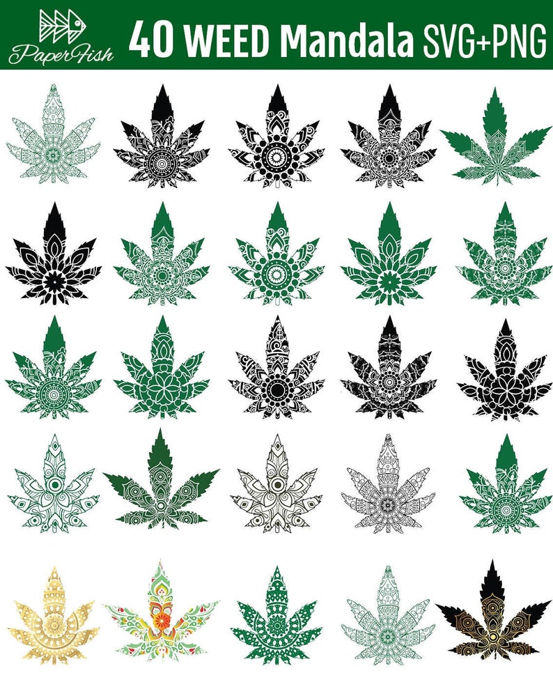 Download 40 Weed Cannabis mandala SVG SVG clipart / Hoja de ...